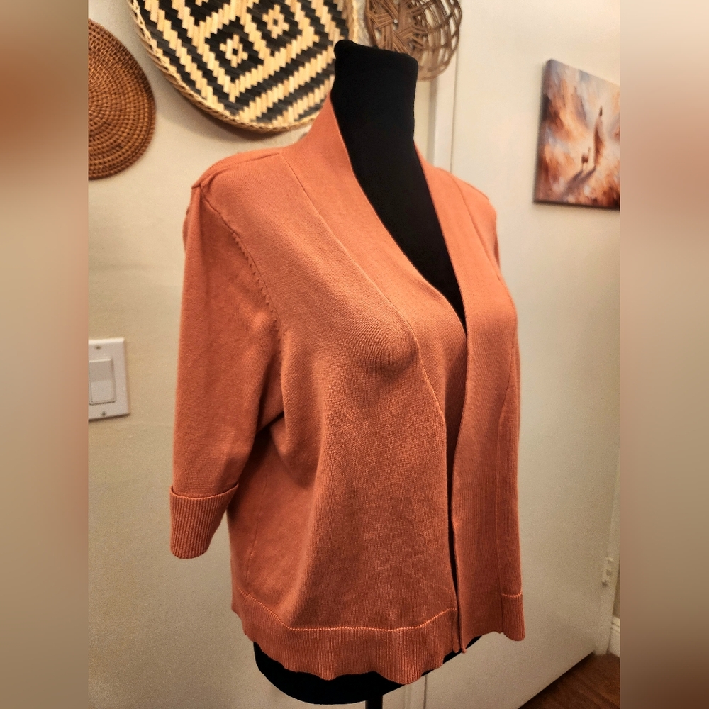 JM Collection Women's Orange Cardigan Sweater - Picture 3 of 6